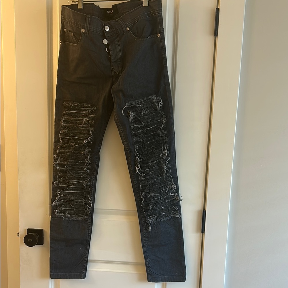 Men's Distressed Black Jeans